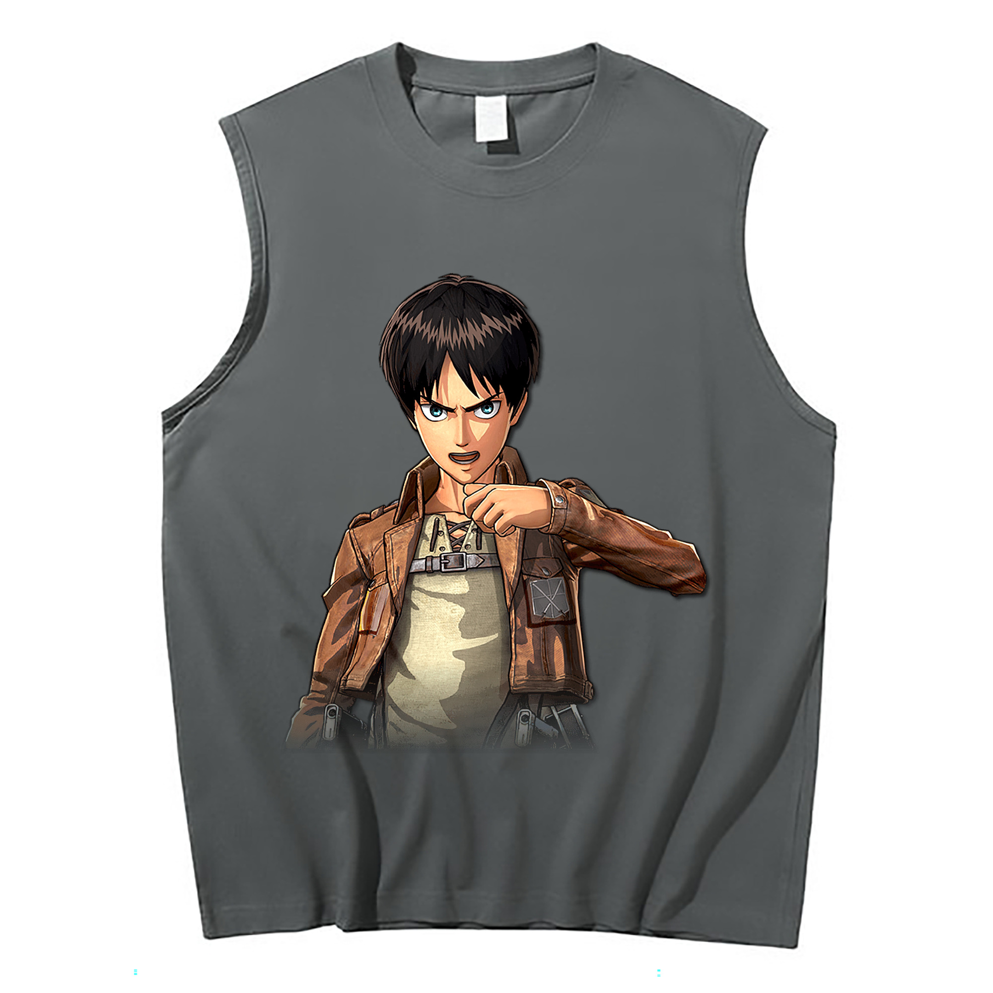 （画像用） 進撃の巨人 エレン･イェーガー Attack on Titan Eren Jäger コットン100％タンクトップ（フロントプリント）